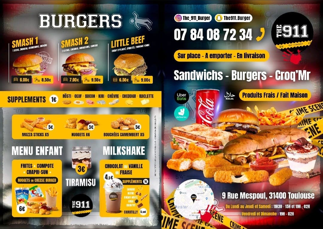 Menu de The 911 Toulouse